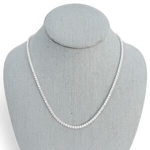 Luv AJ X Alyssa Lynch Tennis Necklace Prong Set CZ Silver Tone 18 inch